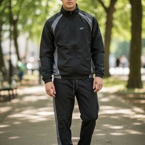 Men's Black Reebok Track Suit with Reflective Trim